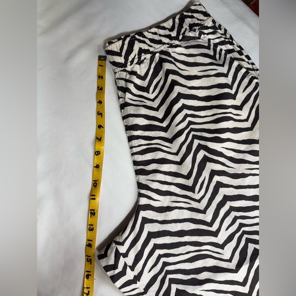 TAHARI Cream and brown zebra print 💯 Linen wide leg crop pants size XL - Picture 10 of 12